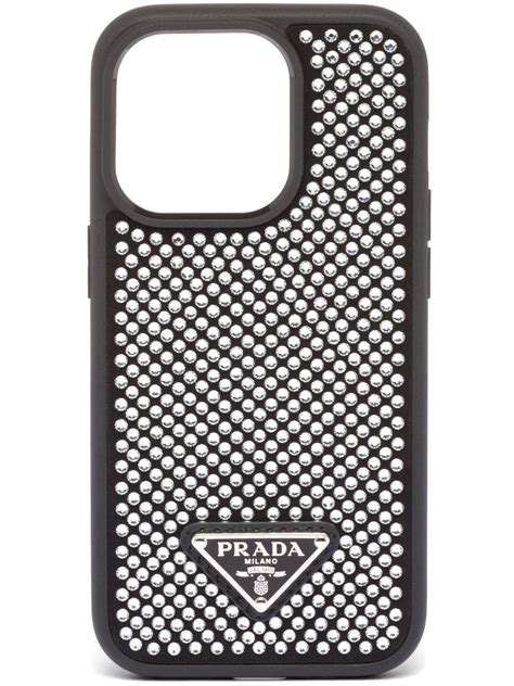 Womens Prada black Embellished iPhone 14 Pro Max Case.